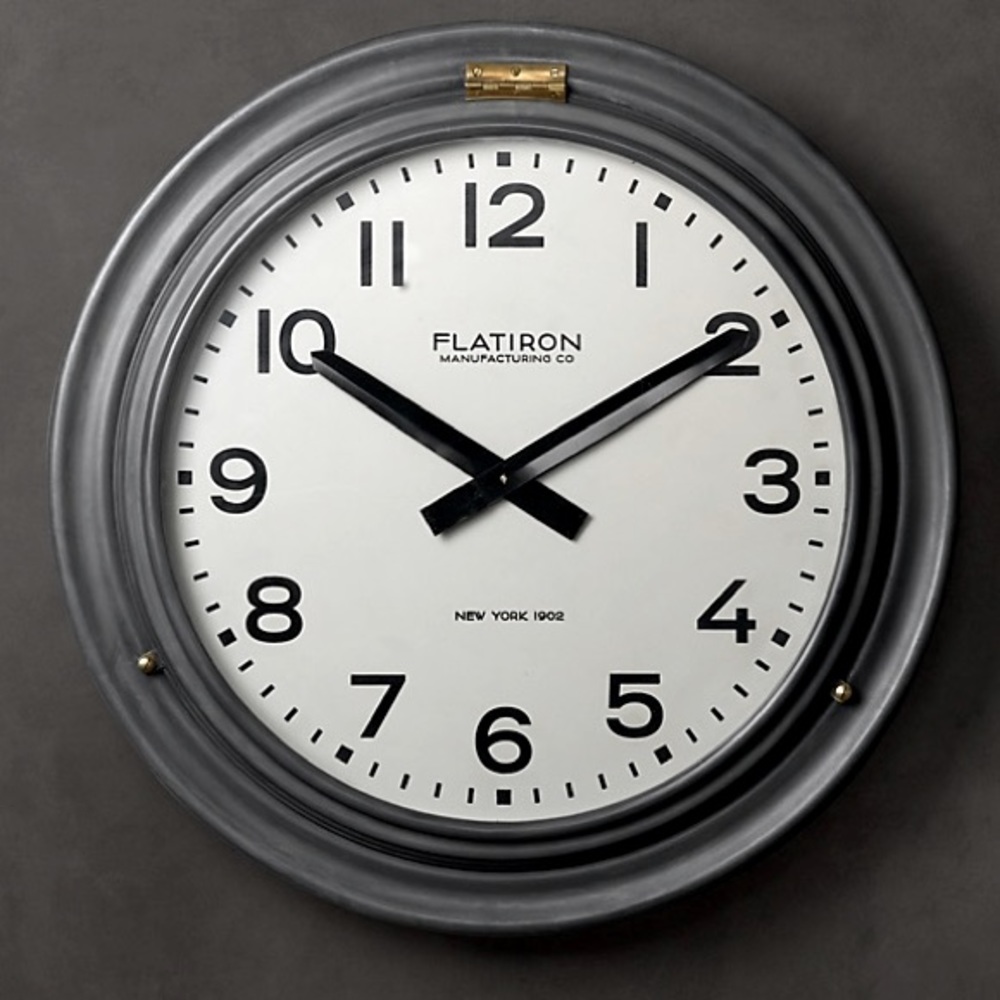 Restoration Hardware large flatiron clock in pewter